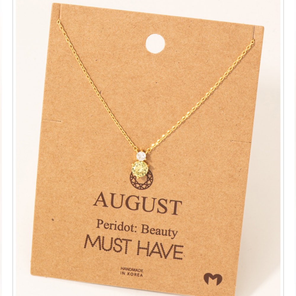 🆕 August Peridot Birthstone Gem Pendant Necklace